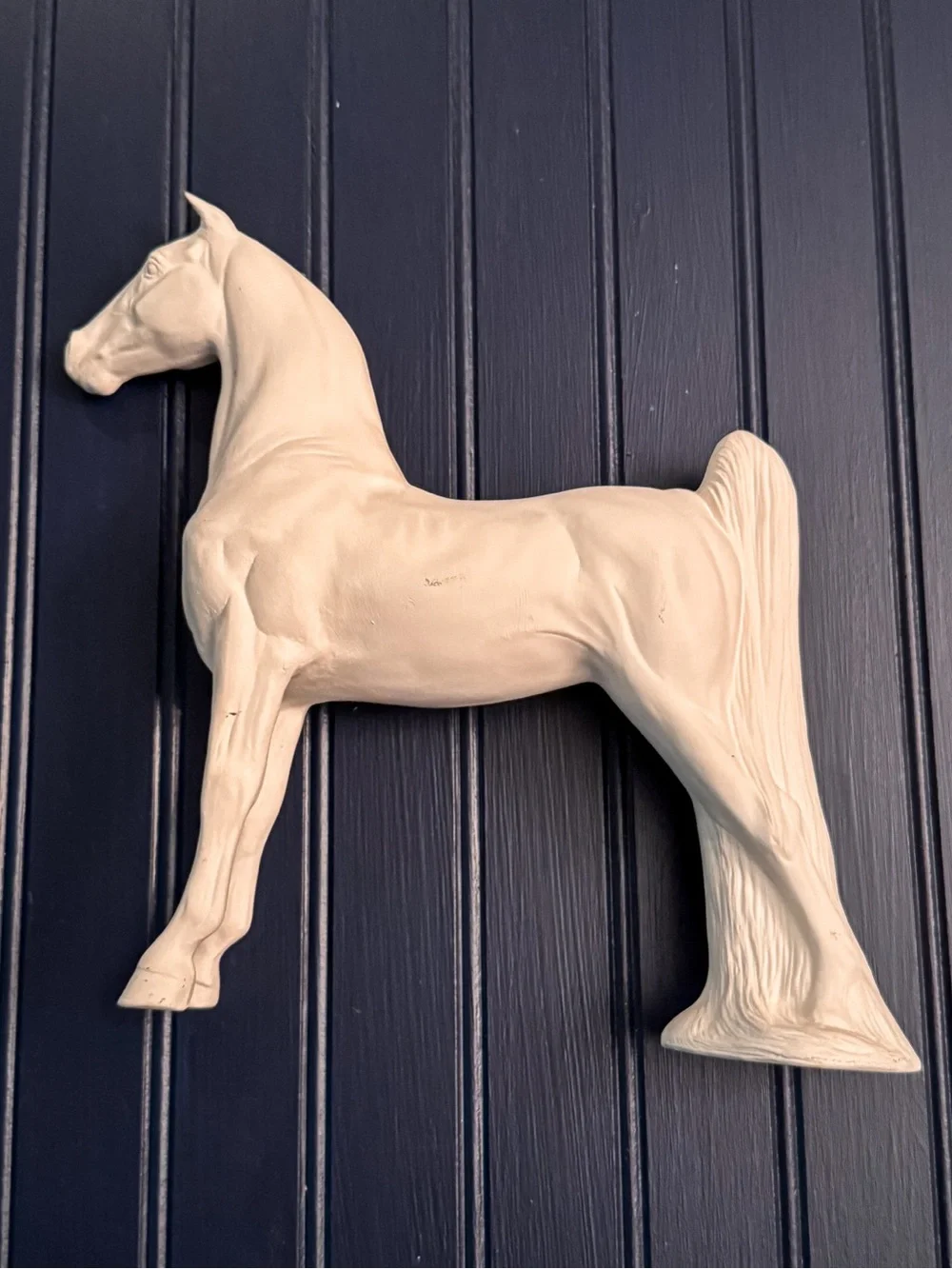 Vintage White Ceramic Horse — Large Equestrian Figurine